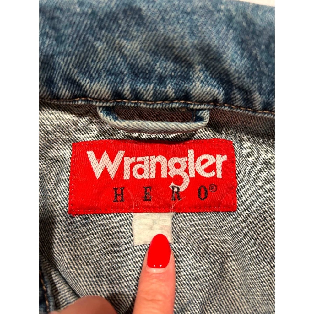 Wrangler Hero Mens Denim Trucker Jacket Medium Wash Blue Cotton Size Small - Picture 4 of 9